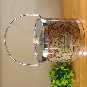 VINTAGE Old World Map Atlas Design Ice Bucket, Made in Japan